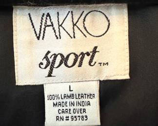 Vakko Sport Women’s Leather Jacket Tag – 100% Lamb Leather, Made in India, Size L