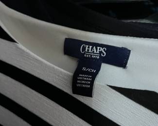 Chaps Black & White Striped Top – Size S | Classic Nautical Style