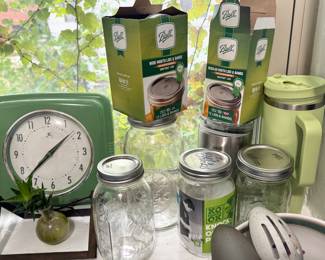 Ball Mason Jars with Lids & Bands – Wide and Regular Mouth, Vintage Kitchen Decor, Set of Jars with Accessories