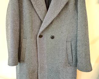 Madewell Black & White Herringbone Wool Coat – Women’s Double-Breasted Longline Jacket Size M