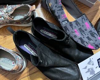 Skechers Air-Cooled Memory Foam Slip-On Shoes + BOBS by Skechers Dog Print Flats – Women’s Comfort Bundle