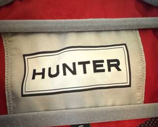 Hunter Women’s Red Rain Jacket Label – Size S, Made in Vietnam Tag Detail