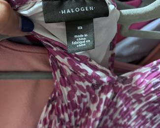 Halogen Pink & White Abstract Print Blouse – Women’s Size M Pleated Lightweight Top