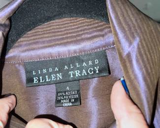 Linda Allard Ellen Tracy Brown Satin Blazer – Size 4 | Classic Career Jacket