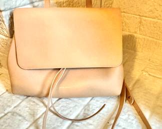 Mansur Gavriel Lady Bag – Nude Leather Top Handle Backpack with Adjustable Strap