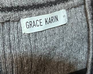 Grace Karin Women’s Gray Knit Sweater Size Small – Cozy Soft Pullover Cardigan
