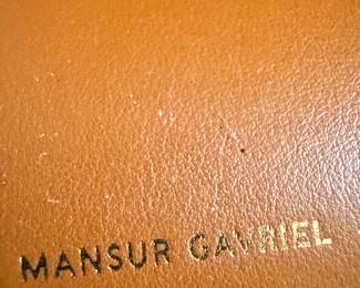 Mansur Gavriel Logo Detail – Gold Foil Stamp on Smooth Tan Leather Bag