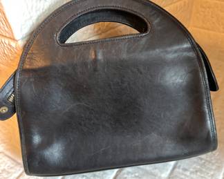 Coach Black Leather Top Handle Bag – Vintage Crescent Dome Satchel, Made in New York