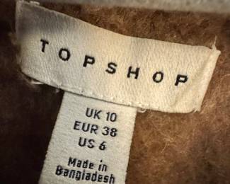 Topshop Women’s Tan Textured Coat Tag – Size US 6 / UK 10, Made in Bangladesh Label Detail