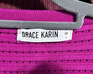 Grace Karin Women’s Fuchsia Knit Sweater Size Small – Vibrant Ribbed Pullover