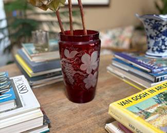 Ruby Cut To Clear Vase