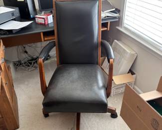 Fantastic Black Leather Antique desk Chair