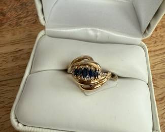 14k sapphire & diamond ring 