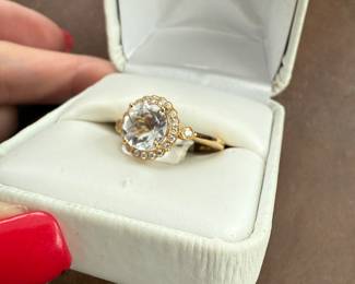 18k diamond & topaz ring