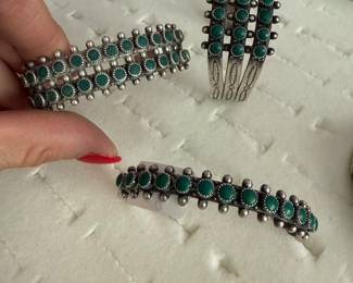 Zuni Snake Eye Cuff Bracelets Sterling & Turquoise