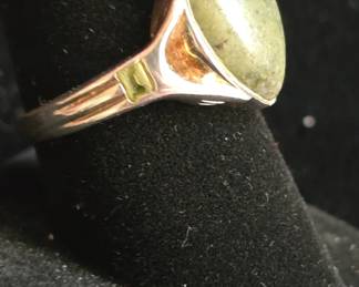 Sterling silver ring made in Ireland. peridot and maybe jade