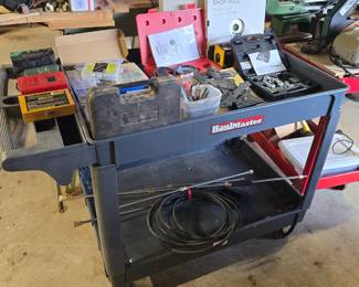 large utility cart full of tools and accessories 