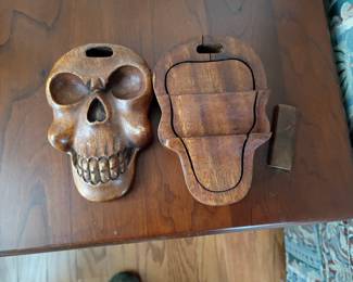 awesome hand carved wood skull puzzle 