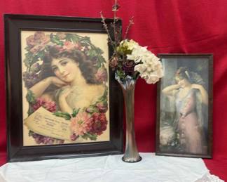 Vintage Victorian Art And Vase 