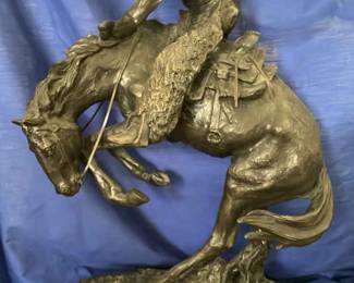 Rattlesnake Remington Bronze Statue on A Marble