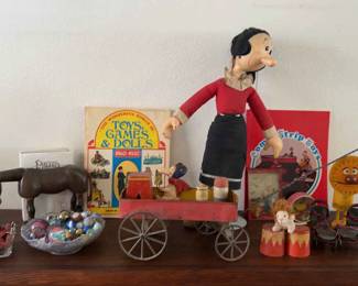 Vintage Olive Oil Doll, Marbles And More 