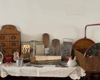 Antique Vintage Kitchen And Market Basket 