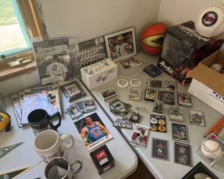 living room NW corner of room. signed cards, misc. signed items. 