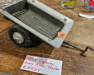 1950'S OGLESBY ARMY ALUMINUM TRAILER TOY