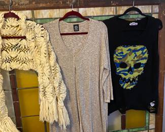 Vintage Sweaters & Tops & Hand Made Shawl w/ Gold Thread