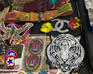 Vintage Patches &Vintage Hand Painted Genuine Leather Belts OOAK