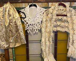 Vintage Designer Scarves... Vintage Lace Collar...Handmade Vintage Shawl Woven w/ Gold Thread