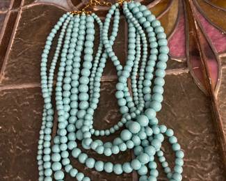 8 Strand Turquoise Color Beaded Necklace