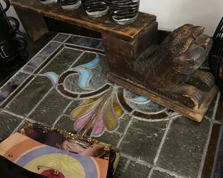 Antique Hand Carved Oak Platform