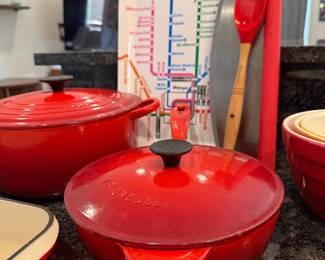 Lots of Le Creuset and other high end kitchenware