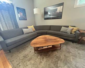 Sectional, coffee table, rug and lamp all from Room and Board