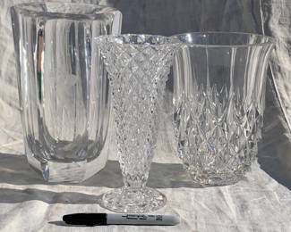 Pieces on right and left are signed Orrefors.