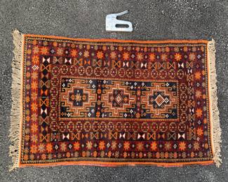 Mat sized hand woven Teimani wool rug from Afghanistan (has some age to it) - one of a kind!