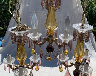 Three ornate small chandeliers (with extra parts)