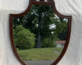 Shield mirror with Prince of Wales feathers decorative top