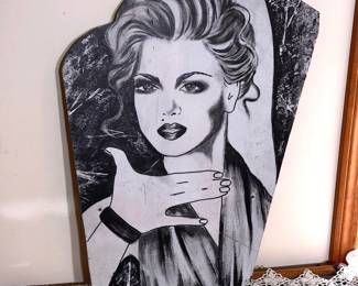 Madonna Painted On Shaped Wood