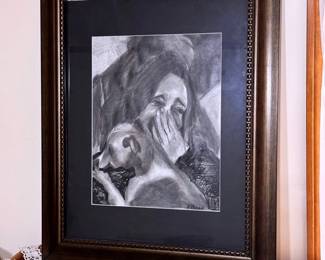 R Cicsola - Woman And Dog In Monochrome