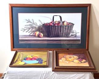(3) Signed Fruit Cornucopias Lot
1975 Cynthia Circocae, 2008 Spices of Life by Kyle Petrillo, Pauline Eble Campanelli.