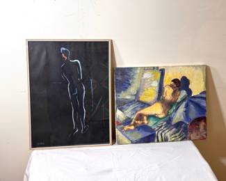 (2) Dramatic Lighting Figure Paintings Feat - Bea Breck