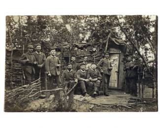 1915 WWI German Postcard Infantry RPPC, "Villa Magdalena" Named Dugout, St. Quentin, Kurrent Script Message