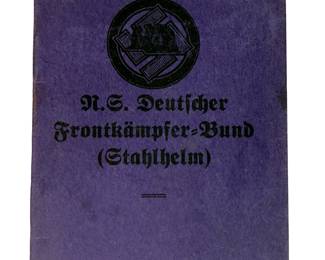 Original 1935 Stahlhelm Mitgliedsbuch Membership Book for Sebastian Gassner, Gau Weser Ems, Gruppe Grafschaft Bentheim