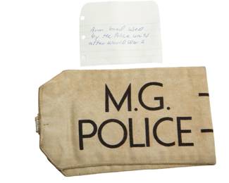 WWII German Waffen-SS Camouflage Smock Fragments & Post-War German Police Armbands - Polizei, MG Police