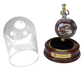Vintage Dale Earnhardt Sr. "The Intimidator" NASCAR Collector Pocket Watch by The Franklin Mint with Wood Stand & Glass Display Dome