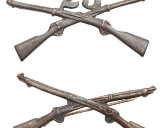 Original Indian Wars / Span-Am 23rd US Infantry Regiment Hat Insignia & Veteran Pin Badge M1873 Springfield Rifle