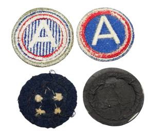 Lot of 4 Original WWII US First Army Patches - D-Day, Battle of the Bulge - US & British-Made