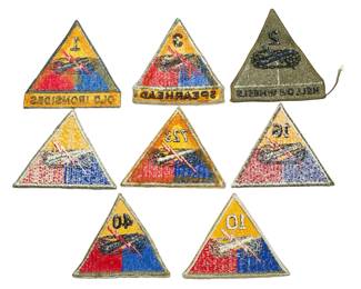 Original WWII US Army Armored Division Patch Collection (8 pcs) - Hell on Wheels, Old Ironsides, Spearhead